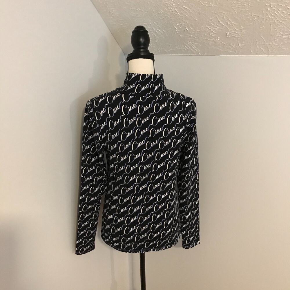 Anthropologie Maeve Ciao Print Long Sleeve Mock Turtleneck Top - Picture 4 of 10